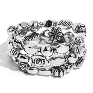 Silver Inspirational Coil Bracelet